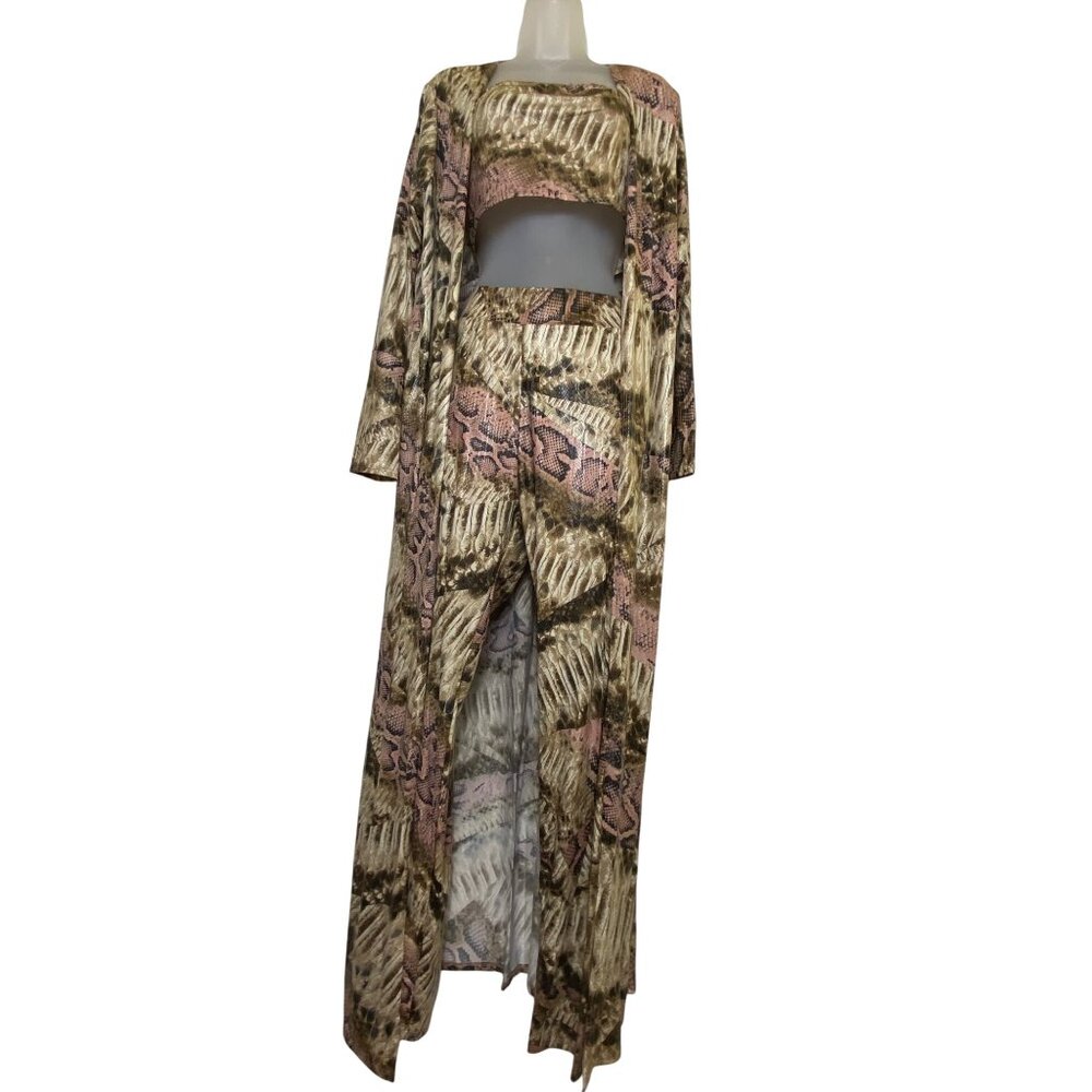 Wild Snakeskin 3 Piece Set By Fashion Nova Size XL Brown/Combo‎